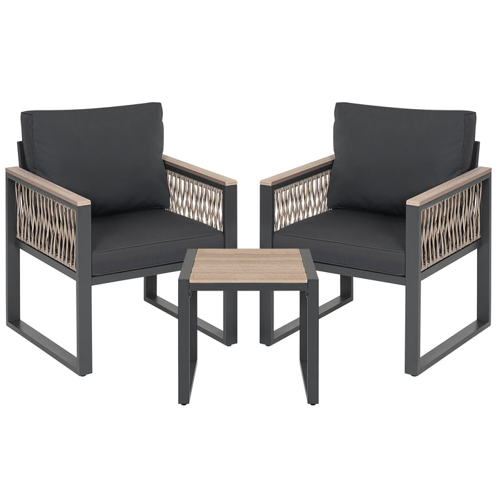 3-Piece Outdoor Conversation Set with Side Table and Soft Cushions