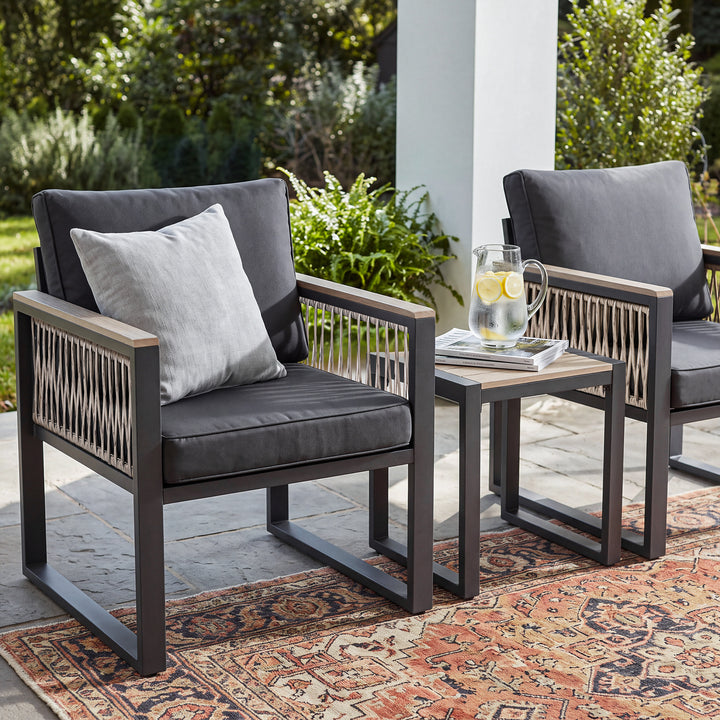 3-Piece Outdoor Conversation Set with Side Table and Soft Cushions