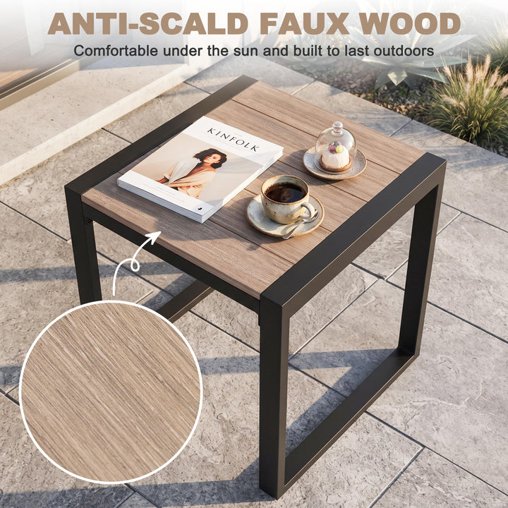 3-Piece Outdoor Conversation Set with Side Table and Soft Cushions