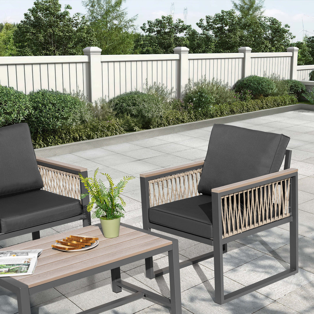 Outdoor 4-Piece Conversation Set with Cushions and Coffee Table