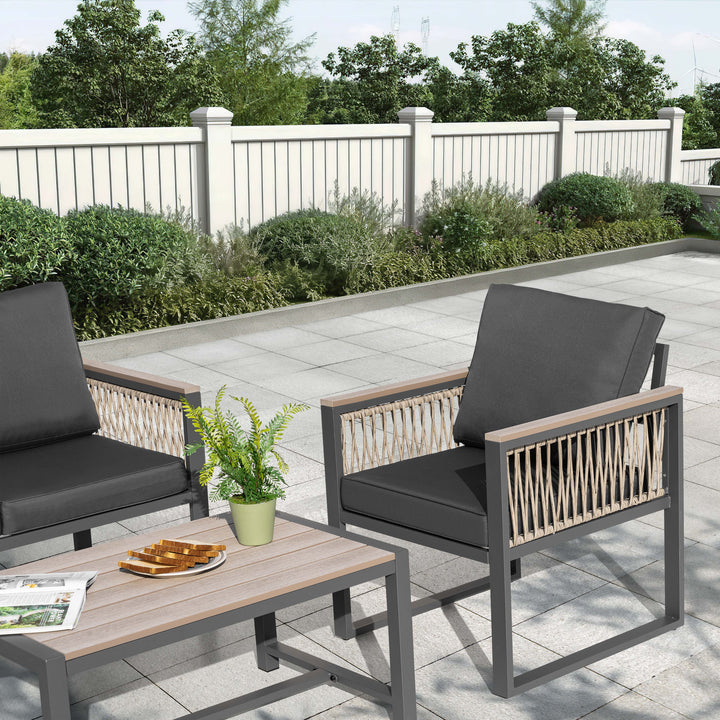 Outdoor 4-Piece Conversation Set with Cushions and Coffee Table