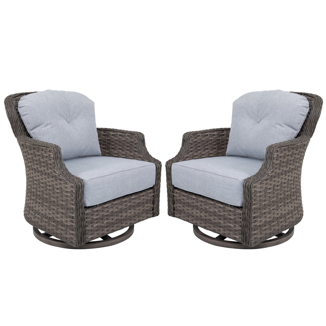 2-Piece Outdoor Wicker Swivel Rocking Chair Set