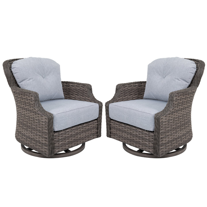 2-Piece Outdoor Wicker Swivel Rocking Chair Set