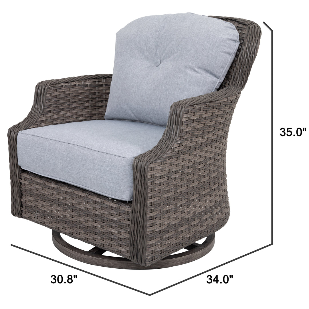 2-Piece Outdoor Wicker Swivel Rocking Chair Set