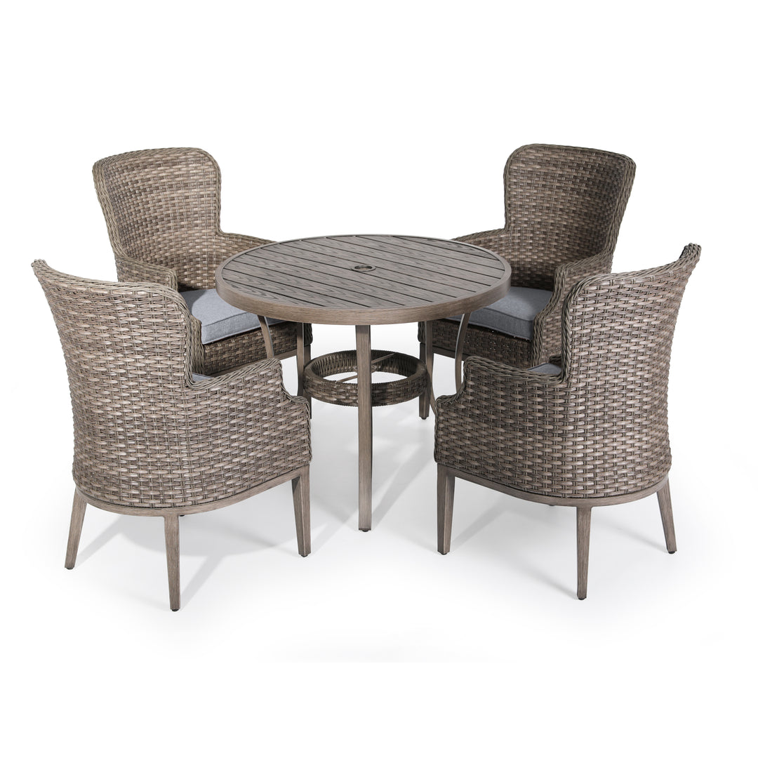 5-Piece Wicker Dining Chair Set, Brown and Gray