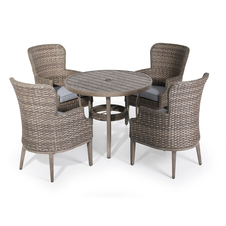 5-Piece Wicker Dining Chair Set, Brown and Gray