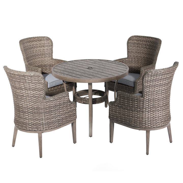 5-Piece Wicker Dining Chair Set, Brown and Gray