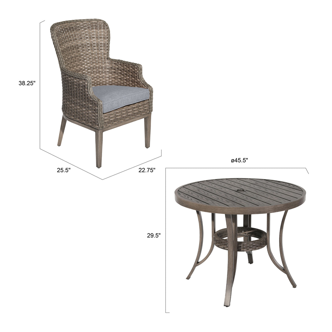 5-Piece Wicker Dining Chair Set, Brown and Gray