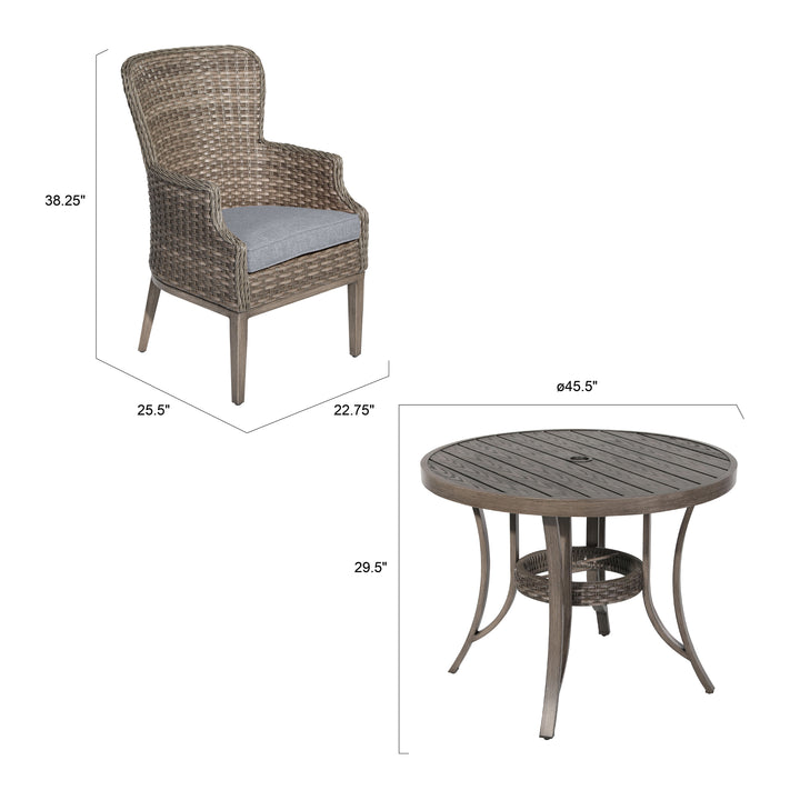 5-Piece Wicker Dining Chair Set, Brown and Gray
