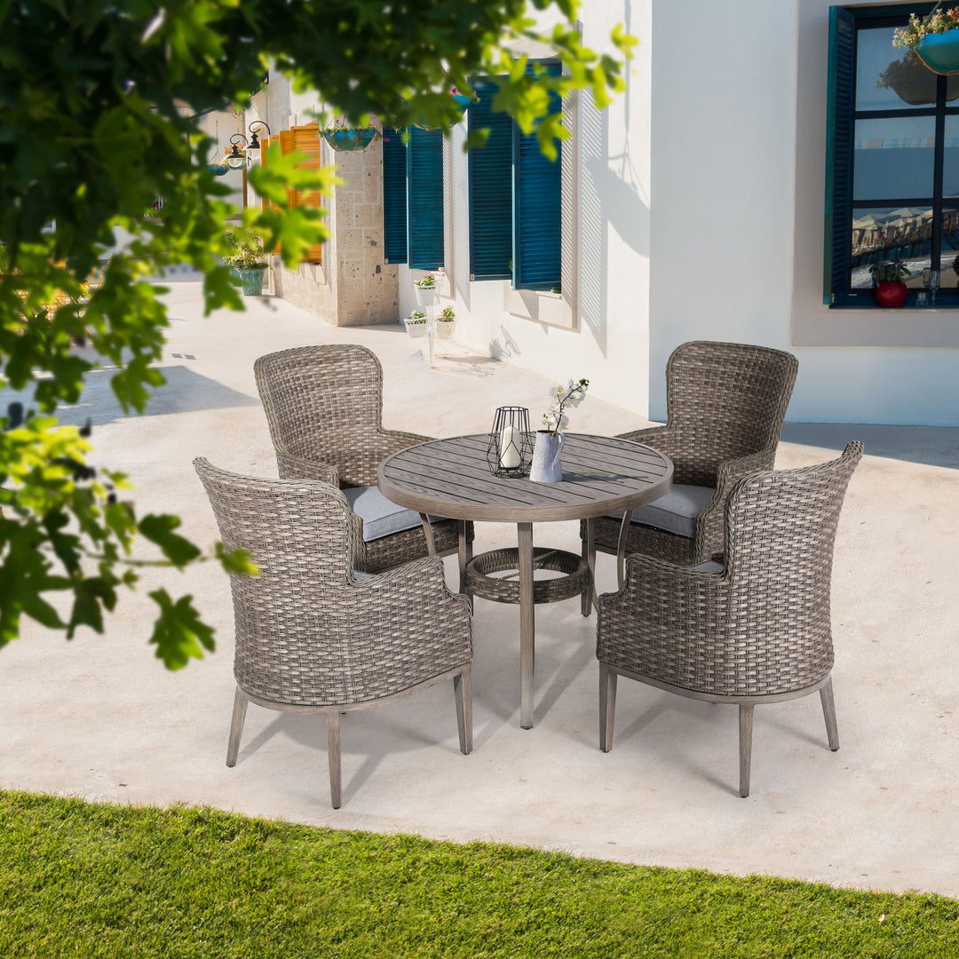5-Piece Wicker Dining Chair Set, Brown and Gray