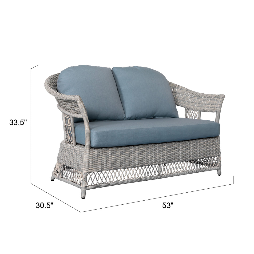 4-Piece Wicker Sofa Set with Stationary Chair and Coffee Table