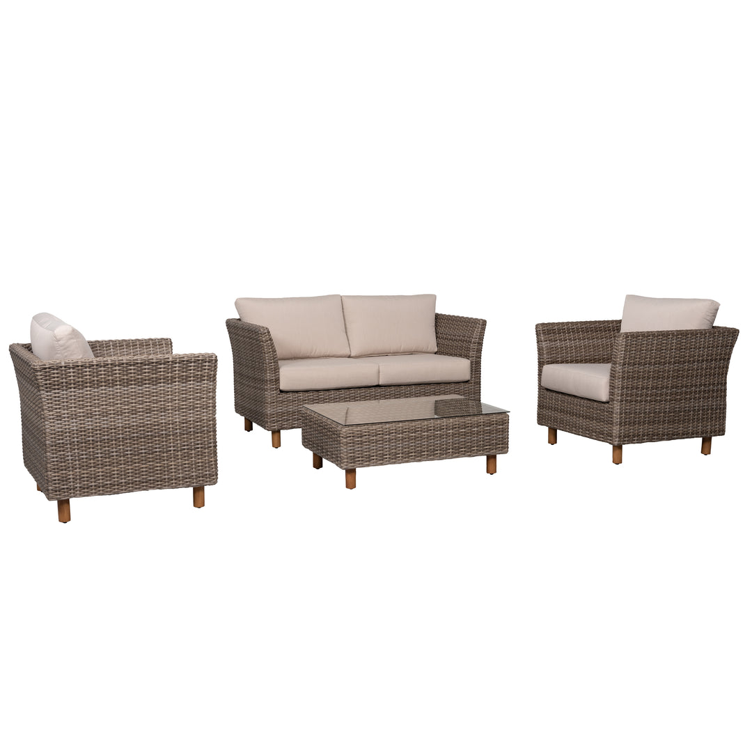 Outdoor 4-Piece Wicker Sofa Set, Brown
