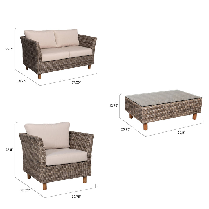 Outdoor 4-Piece Wicker Sofa Set, Brown