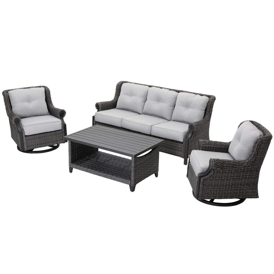 4-Piece Outdoor Aluminum Rattan Sofa Set