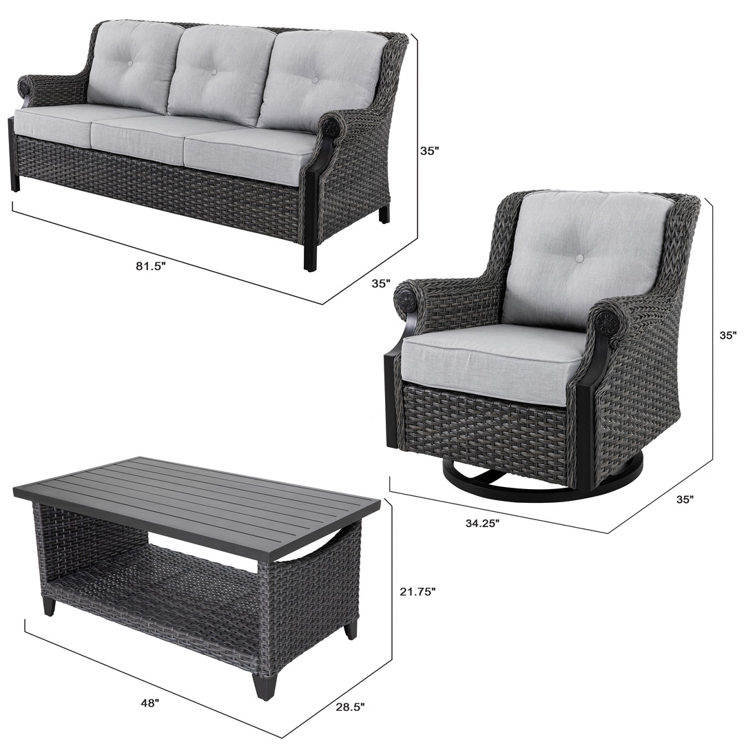 4-Piece Outdoor Aluminum Rattan Sofa Set