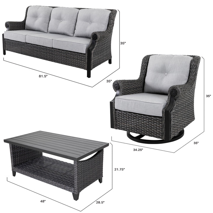 4-Piece Outdoor Aluminum Rattan Sofa Set