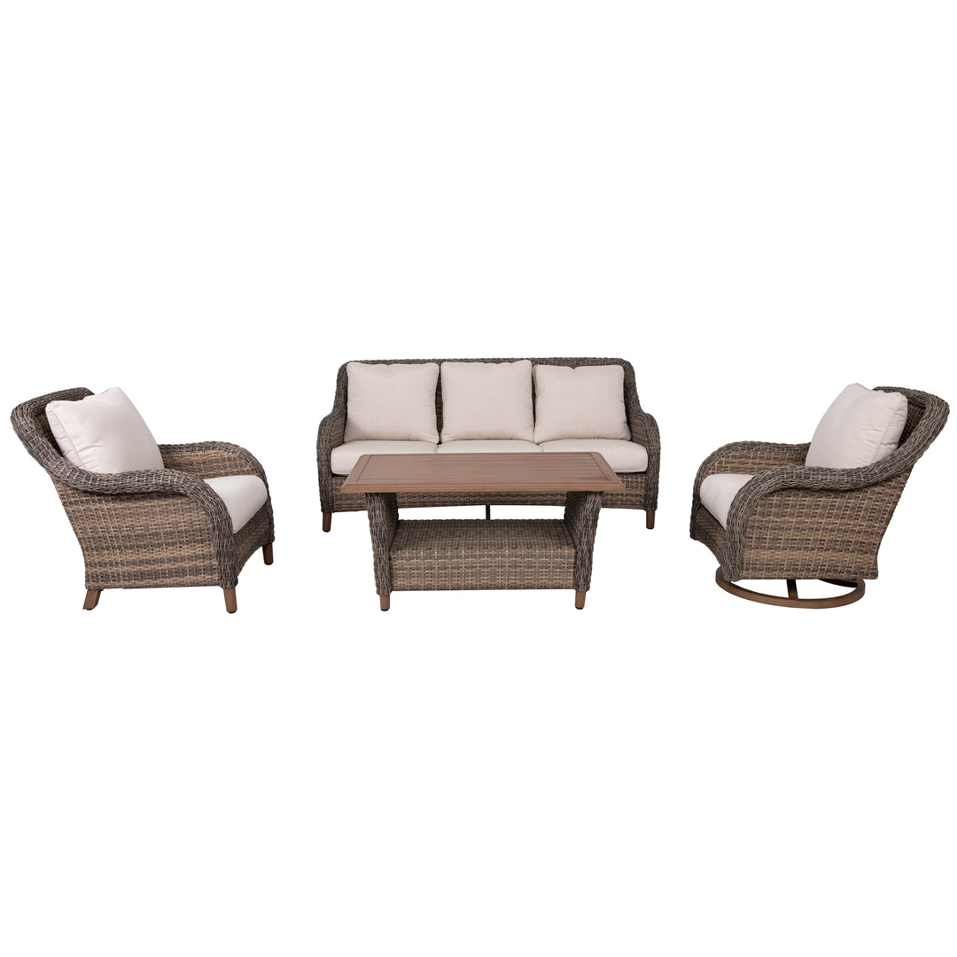 4-Piece Outdoor Aluminum Wicker Sofa Set