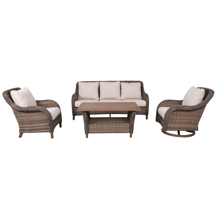 4-Piece Outdoor Aluminum Wicker Sofa Set