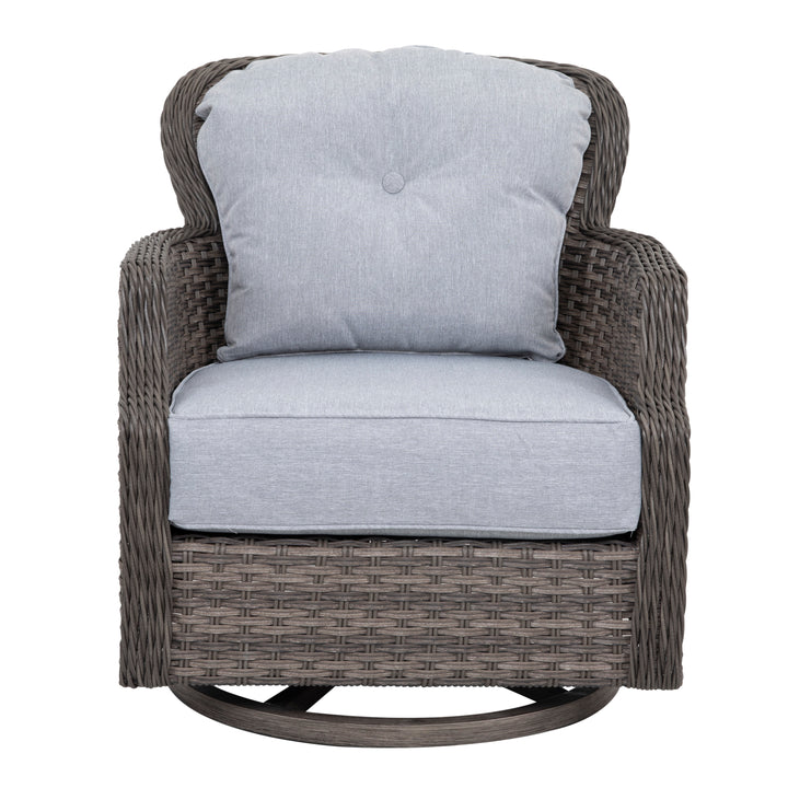 Rectangle Wicker Aluminum Gas Gray Fire Pit Table Kits with Swivel Chairs