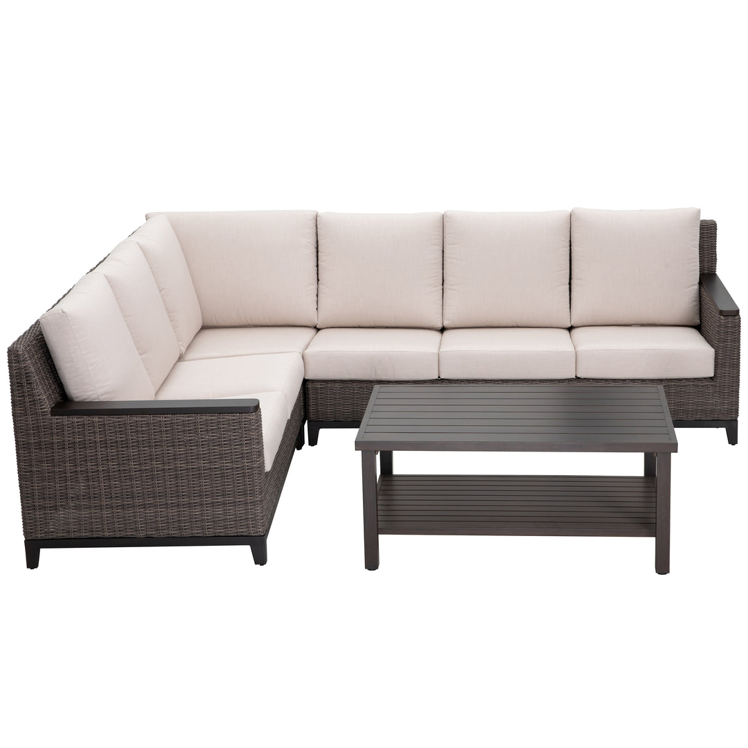 4-Piece Outdoor Wicker and Aluminum Sectional Sofa