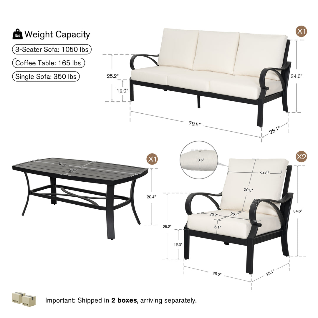 Patio Time 4-Piece Aluminum Outdoor Conversation Set with Lattice Backrest