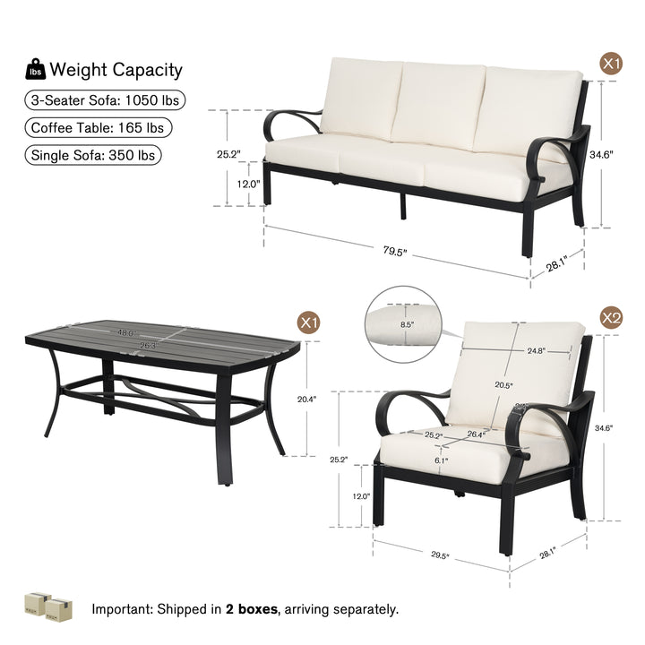 Patio Time 4-Piece Aluminum Outdoor Conversation Set with Lattice Backrest