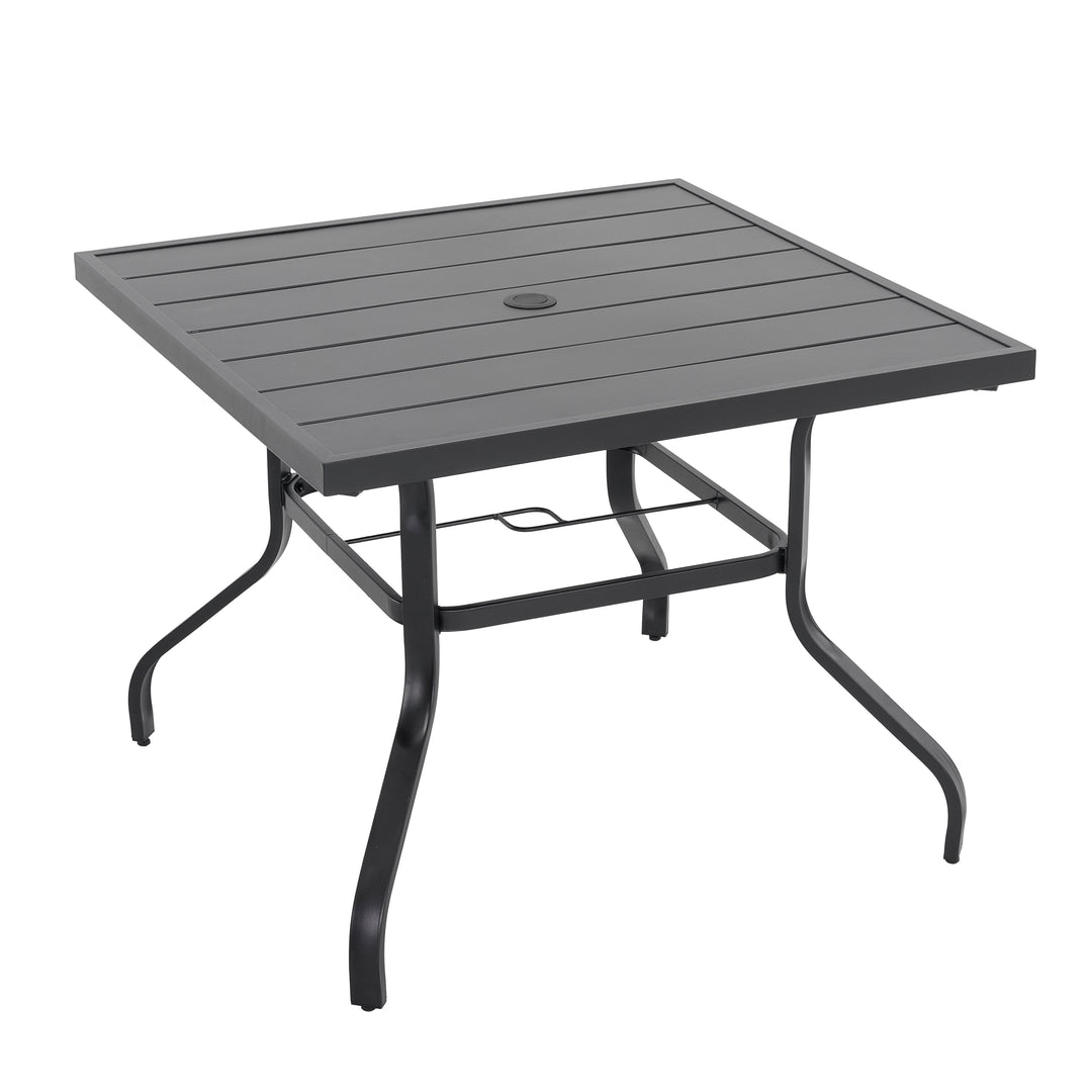 Outdoor Square 37 Inch Iron Dining Table with 1.57'' Umbrella Hole