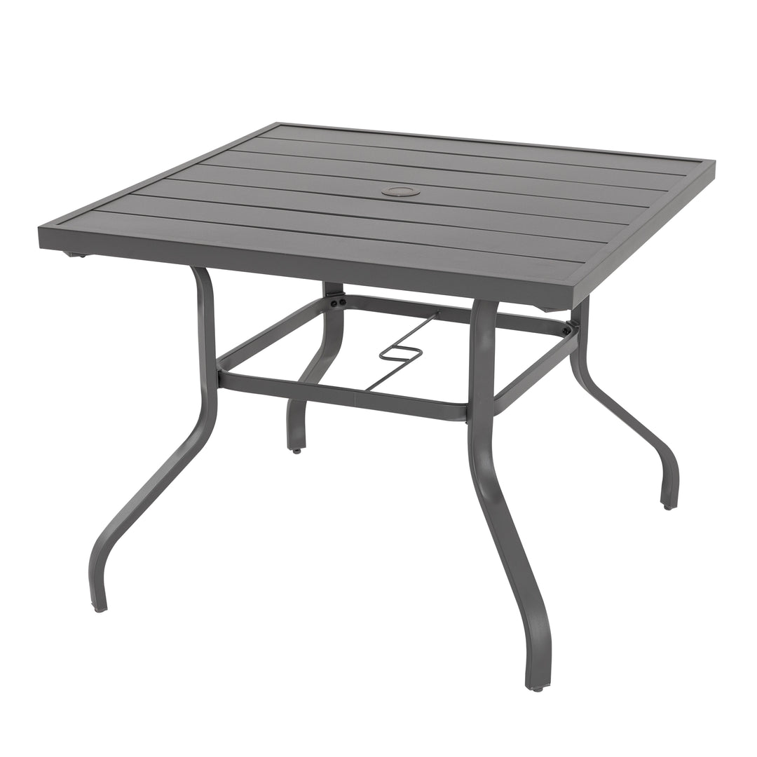 Outdoor Square 37 Inch Iron Dining Table with 1.57'' Umbrella Hole