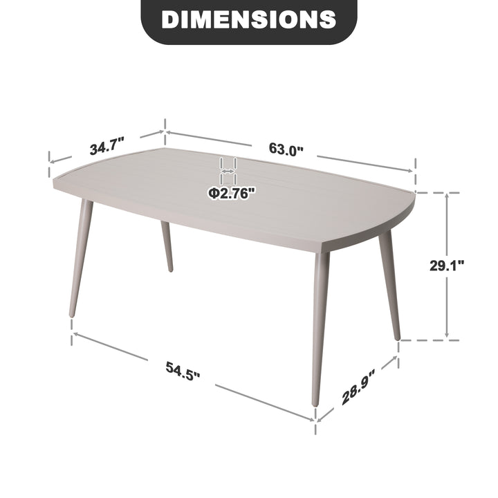 66 Inch Aluminum Dining Table with Umbrella Hole