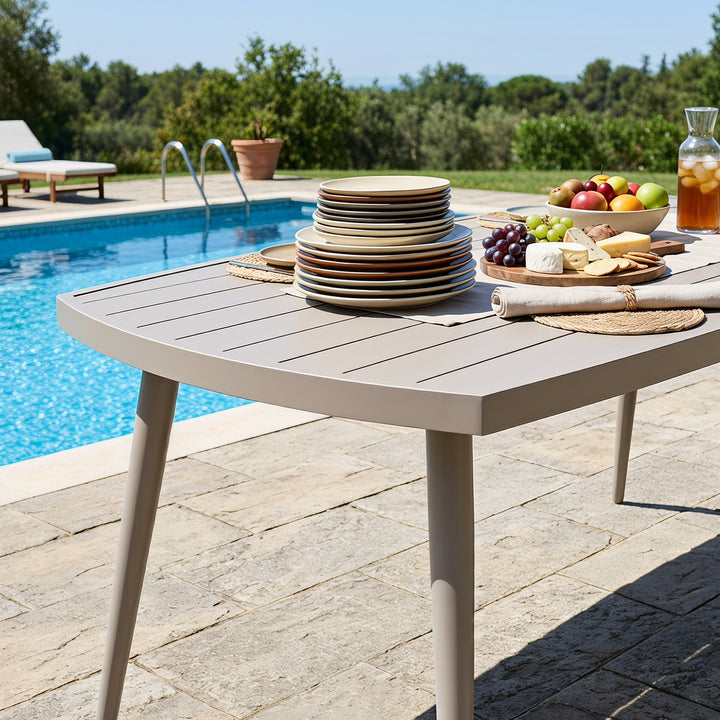 66 Inch Aluminum Dining Table with Umbrella Hole