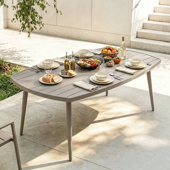 66 Inch Aluminum Dining Table with Umbrella Hole