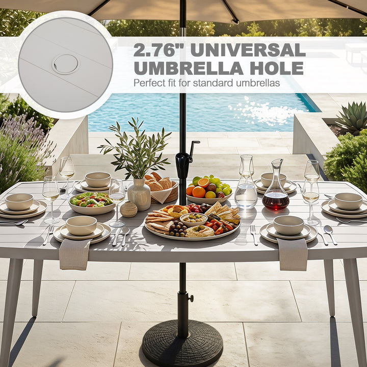 66 Inch Aluminum Dining Table with Umbrella Hole