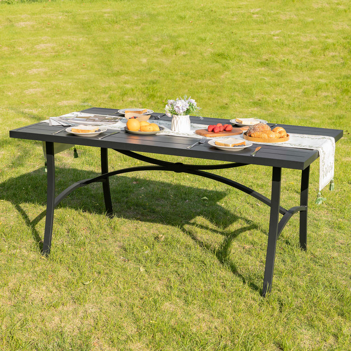 Outdoor Aluminum Dining Table with 1.6" Umbrella Hole, Black