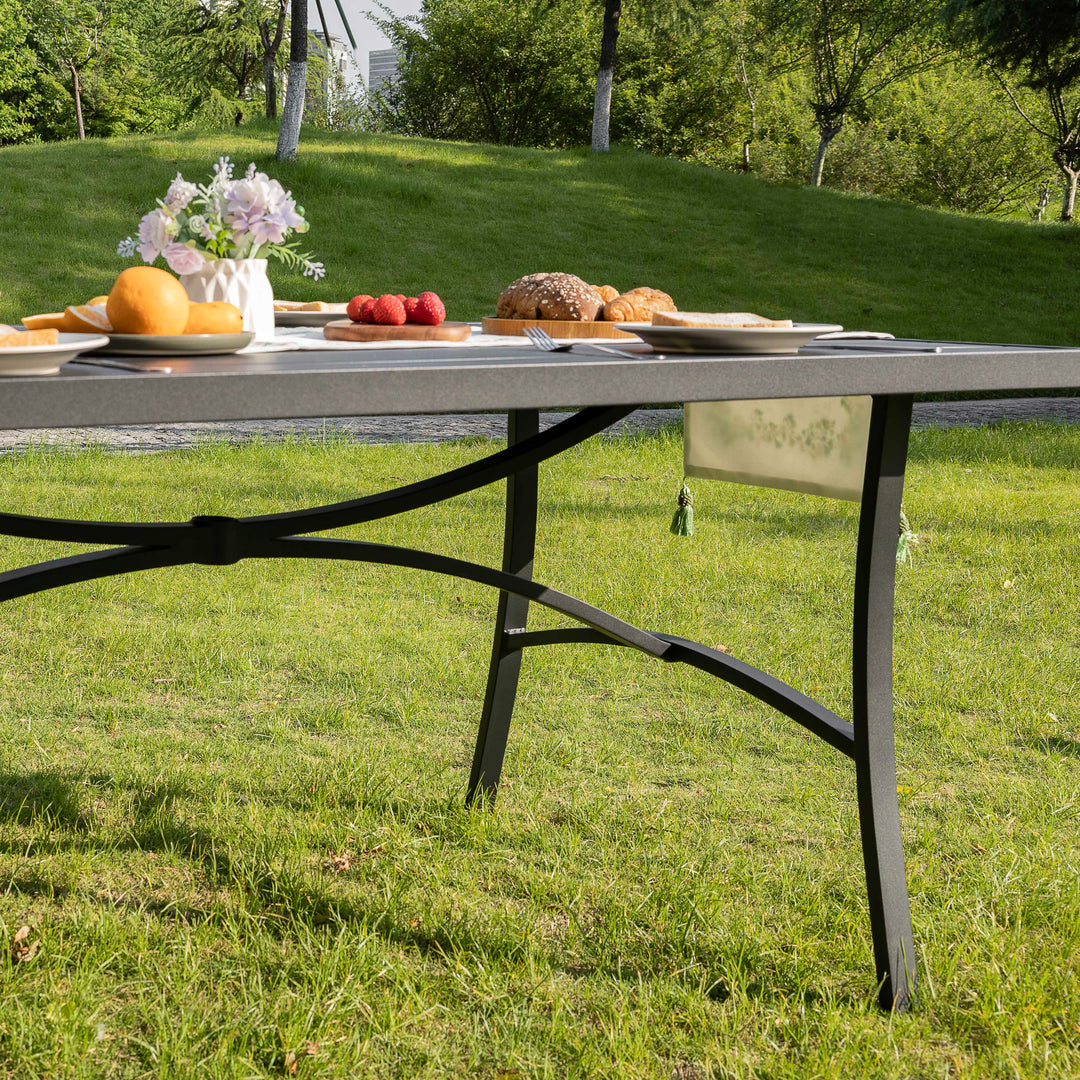 Outdoor Aluminum Dining Table with 1.6" Umbrella Hole, Black