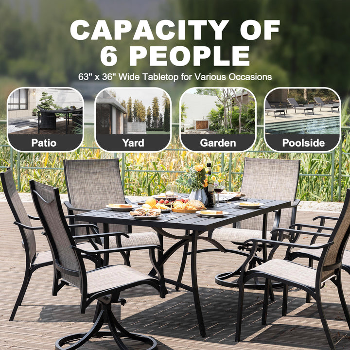 Outdoor Aluminum Dining Table with 1.6" Umbrella Hole, Black