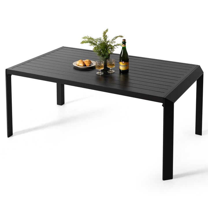 Outdoor Aluminum Dining Table with 2.4" Umbrella Hole, Black