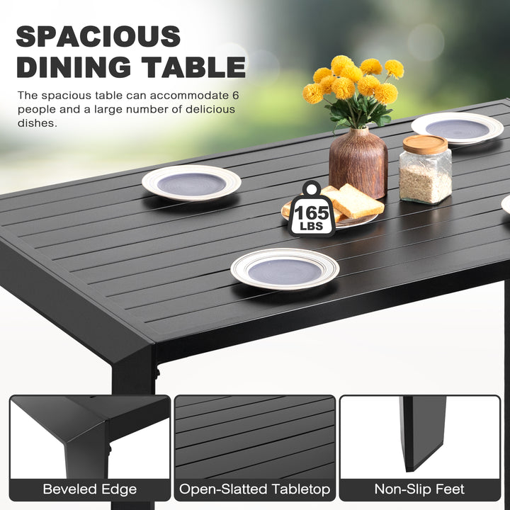 Outdoor Aluminum Dining Table with 2.4" Umbrella Hole, Black