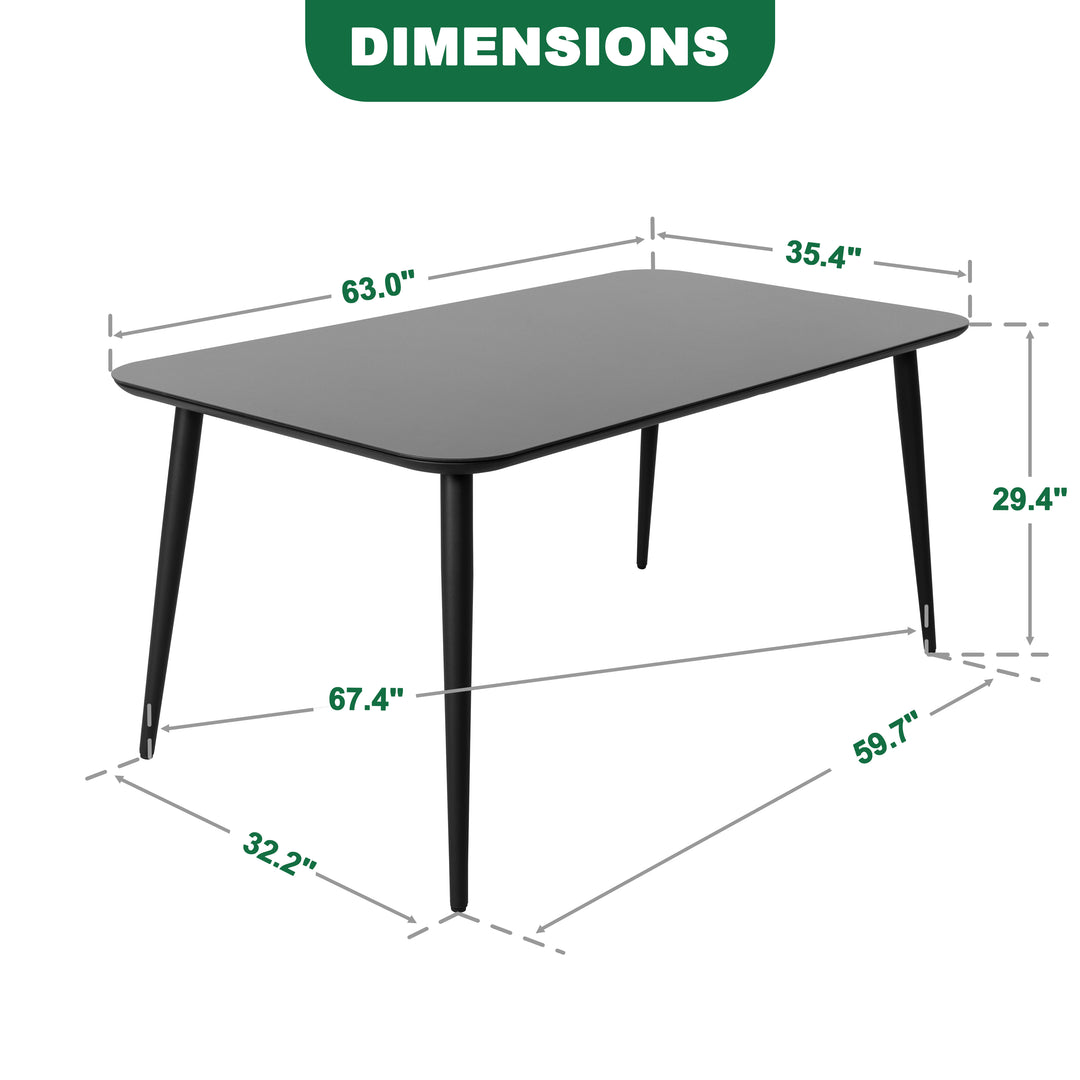Patio Aluminum Dining Table with Tempered Glass Tabletop