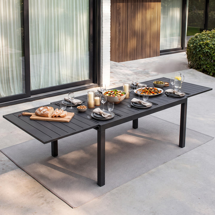 Outdoor Aluminum Extendable Dining Table, Powder-Coated Frame