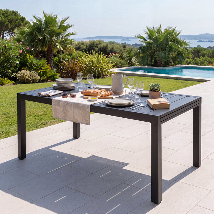 Outdoor Aluminum Extendable Dining Table, Powder-Coated Frame
