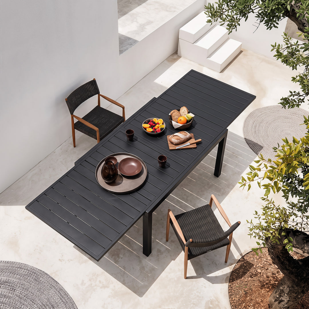 Outdoor Aluminum Extendable Dining Table, Powder-Coated Frame