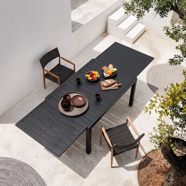 Outdoor Aluminum Extendable Dining Table, Powder-Coated Frame