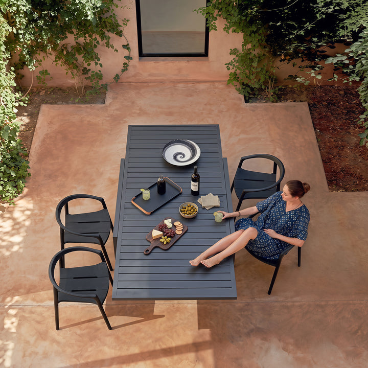 Outdoor Aluminum Extendable Dining Table, Powder-Coated Frame
