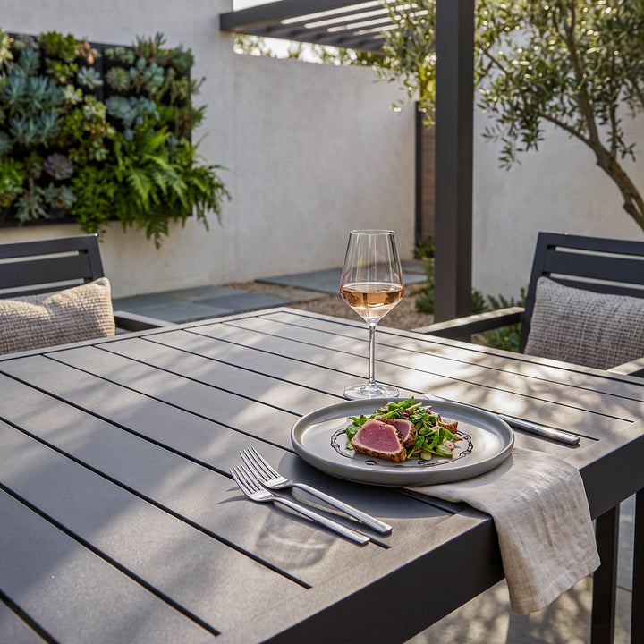 Outdoor Aluminum Extendable Dining Table, Powder-Coated Frame