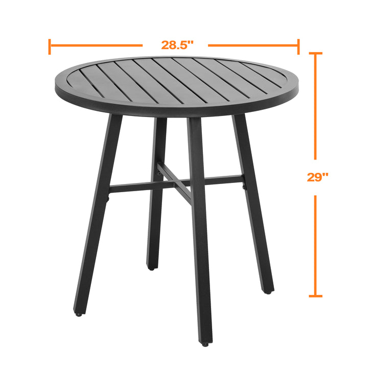 Outdoor 29 Inch Round Bistro Table with Powder-coated Iron Frame