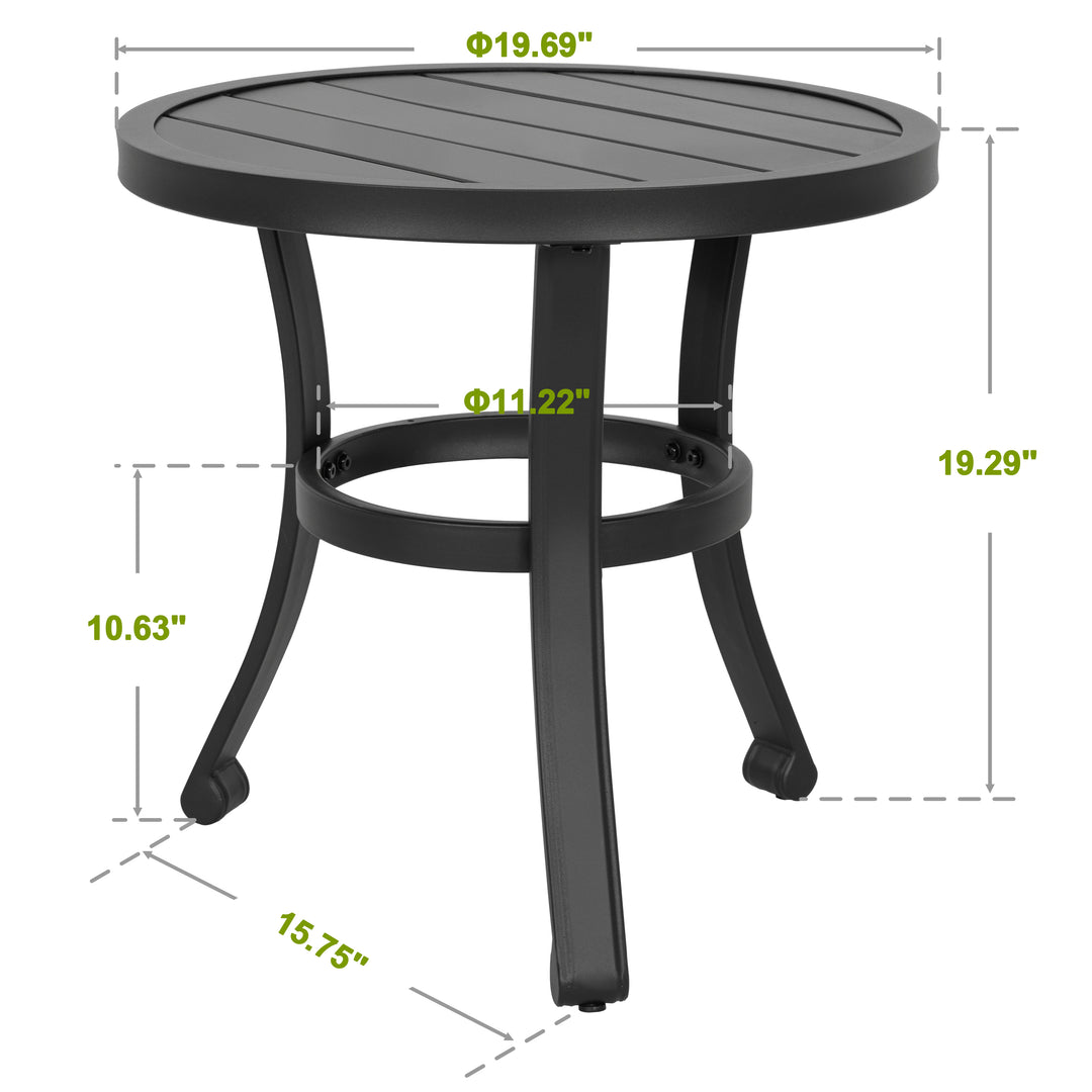 Patio 3-Piece Metal Rocking Rattan Bistro Set with Cushions, Beige