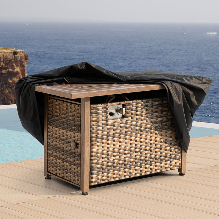 Outdoor Fire Pit Cover, Water-Resistant Oxford Fire Pit Table Cover