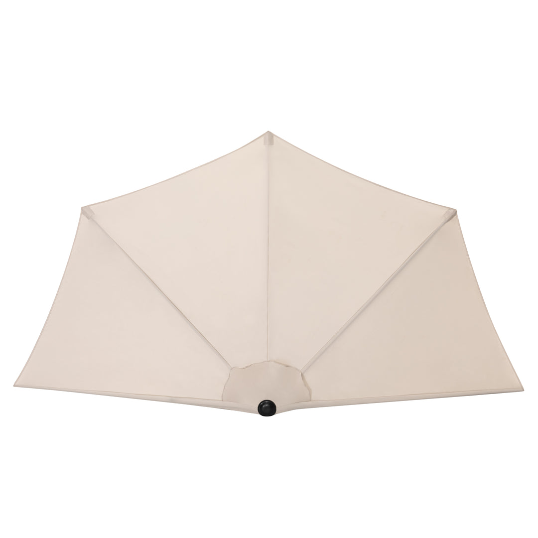 9 FT Patio Umbrella Half Round Umbrella with Crank Lifting System, UV and Water Resistant Polyester Fabric, Outdoor Umbrella, Yard Umbrella, Market Umbrella with 5 Sturdy Ribs, Beige