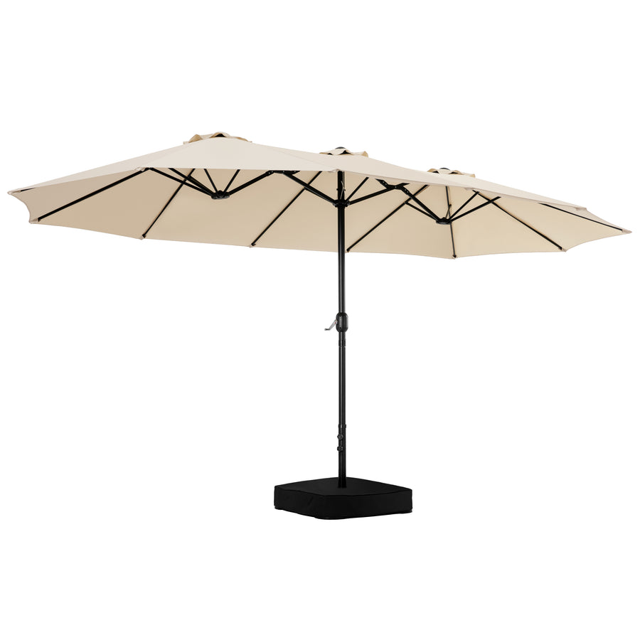 15FT Double-Sided Patio Umbrella with Umbrella Base and 2 Sandbags