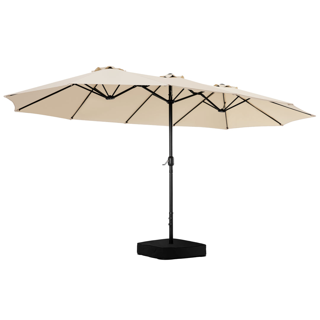15FT Double-Sided Patio Umbrella with Umbrella Base and 2 Sandbags